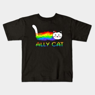 Ally Cat LGBT Gay Rainbow Pride Flag - Ally Cat LGBT Kids T-Shirt